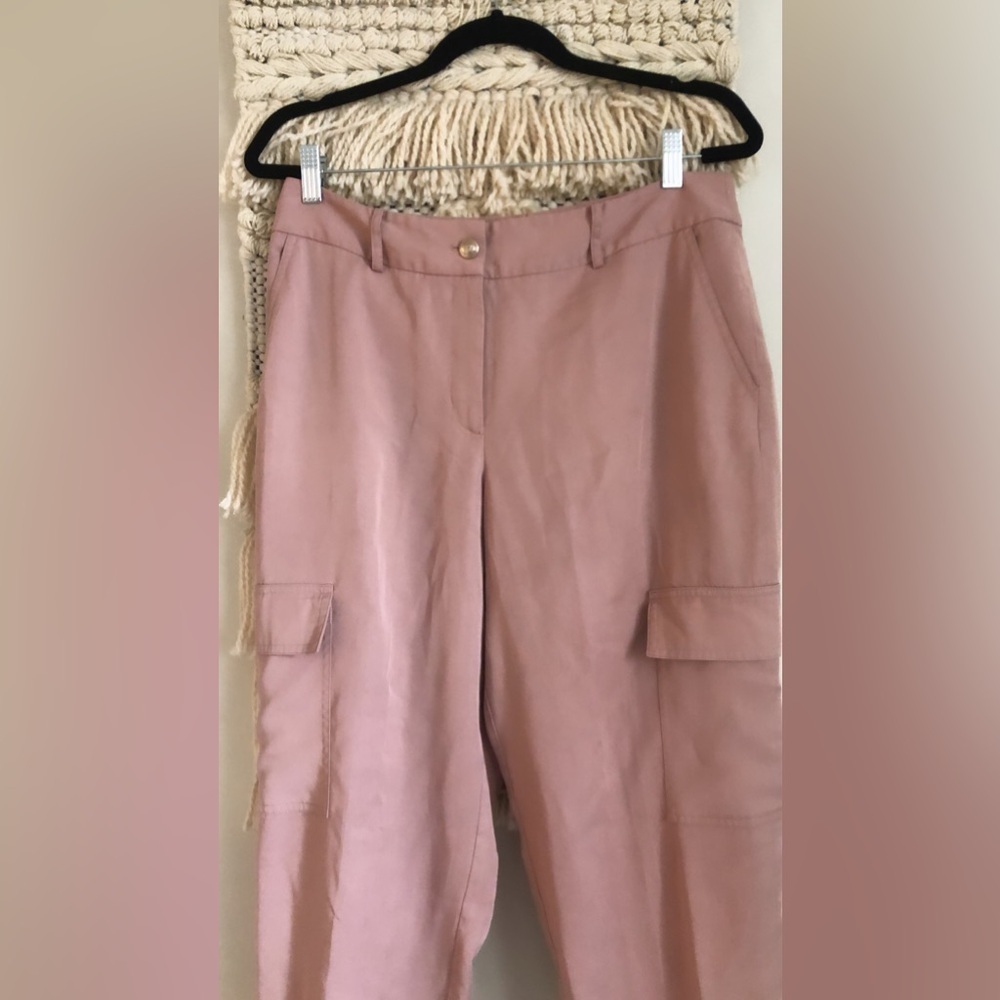 Madeleine Blush Pink Cargo Trousers Straight Leg Pants 10 - Picture 2 of 6